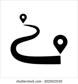 Direction, gps, location icon. Black vector design.