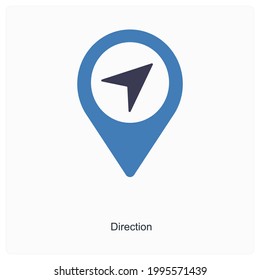 Direction  GPS or Location Pin Icon Concept 