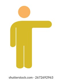 Símbolo de dirección y guía en diseño plano, figura humana que muestra o indica algo