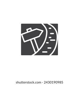Direction guidance vector icon. filled flat sign for mobile concept and web design. Trailhead sign glyph icon. Symbol, logo illustration. Vector graphics