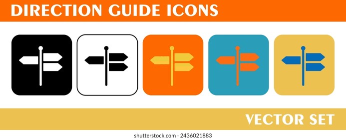 Direction guide icons design. For logo, symbol or web design. Vector flat illustration.