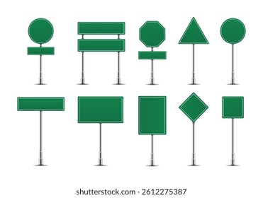 Direction guide with road sign and yellow board on pole includes stop notice and travel signage in 3D vector illustration with place pointer and isolated metal frame for street concept mockup