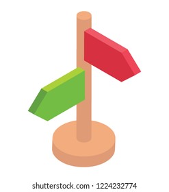 
A direction guiding guidepost, signpost flat icon
