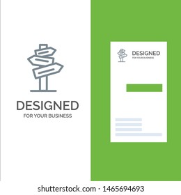 Direction, Hotel, Motel, Room Grey Logo Design and Business Card Template. Vector Icon Template background