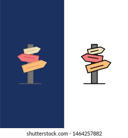 Direction, Hotel, Motel, Room  Icons. Flat and Line Filled Icon Set Vector Blue Background. Vector Icon Template background