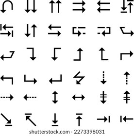 direction icon, arrow shape, black, white background