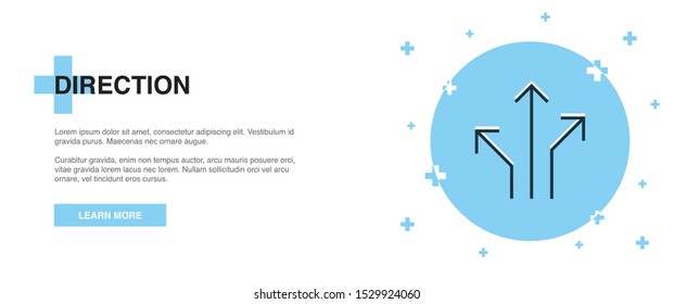 direction icon, banner outline template concept. direction line illustration