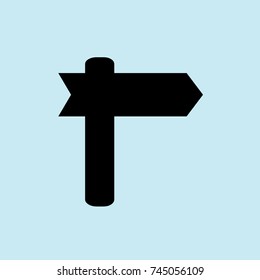 direction icon, blue background, black