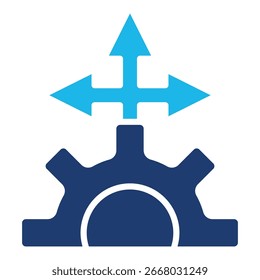 Direction Icon In Blue Monochrome Flat Design, Vector Illustration