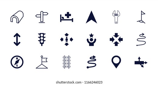 Direction icon. collection of 18 direction filled and outline icons such as man move, move, arrow, navigation arrow. editable direction icons for web and mobile.