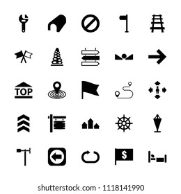 Direction icon. collection of 25 direction filled icons such as tunnel, flag, man move, map location, wrench, flag with dollar. editable direction icons for web and mobile.