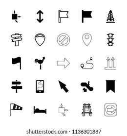 Direction icon. collection of 25 direction filled and outline icons such as escalator down, bed, weather vane, flag, arrow. editable direction icons for web and mobile.
