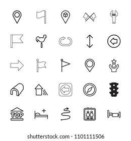 Direction icon. collection of 25 direction outline icons such as elevator, arrow left, tunnel, compass, bed, weather vane. editable direction icons for web and mobile.