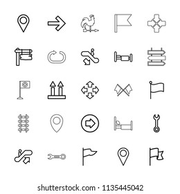 Direction icon. collection of 25 direction outline icons such as escalator up, escalator down, arrow right, wrench, move, flag. editable direction icons for web and mobile.