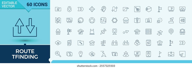 Direction icon collection. Includes thin line earth, star, navigation, placeholder, geography, local, tracing, marker. Modern thin icons. Vector illustration in modern line style.