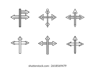 direction icon line art vector illustration