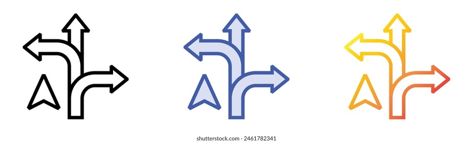 icono de dirección. Diseño de estilo de relleno lineal, azul y degradado aislado sobre fondo blanco
