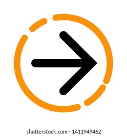 direction icon with orange background