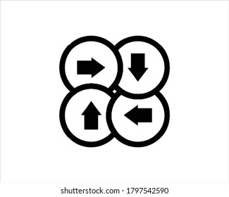 Direction icon outline and linear vector.