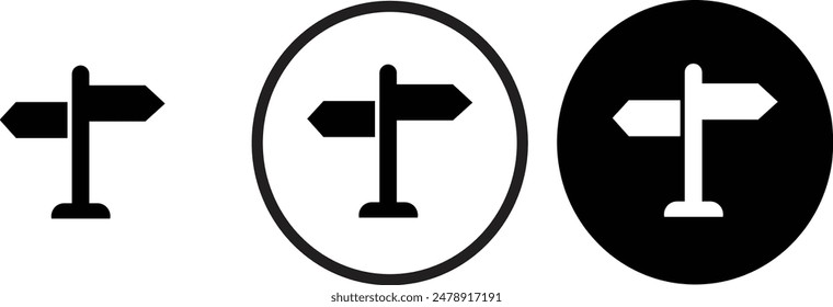Direction icon set black outline for web site design 
and mobile dark mode apps 
Vector illustration on a white background