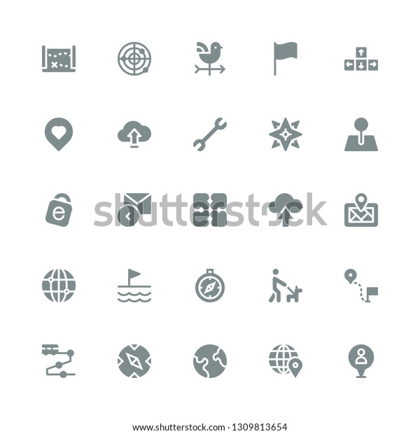 Direction Icon Set Collection 25 Filled Stock Vector (Royalty Free ...
