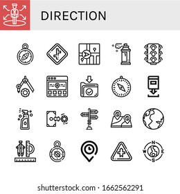 direction icon set. Collection of Decision, Compass, Crossroads, Navigator, Spray, Traffic lights, Location, Download, Exchange, Signpost, Earth, Intersection icons