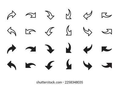 direction icon set illustration.
fine arrow quarter circle.