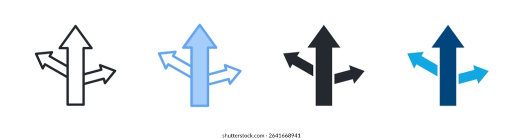 Direction Icon Set Multiple Style. Design In Outline, Blue, Glyph, Dualtone