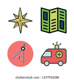direction icon set. vector set about road map, boat icon, compass and wind rose icons set.