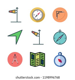 direction icon set. vector set about road map, wind sign and compass icons set.