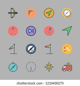 direction icon set. vector set about next, wind rose, boat icon and wind sign icons set.