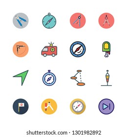 direction icon set. vector set about finger, wind sign, boat icon and compass icons set.