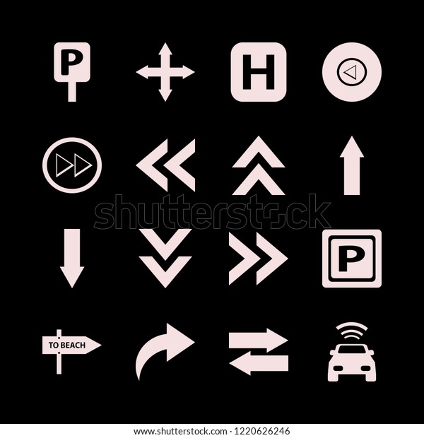 direction icon. direction\
vector icons set out arrows, down arrow, right arrow and beach\
direction