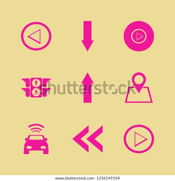 direction icon. direction vector icons set\
down arrow, location, up arrow and traffic\
signs