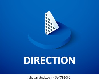 Direction icon, vector symbol in flat isometric style isolated on color background