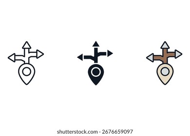 direction icons isolated on White Background. Flat style design