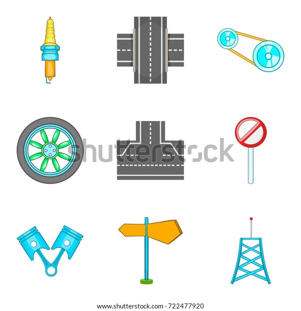 Direction icons set. Cartoon set of 9\
direction vector icons for web isolated on white\
background