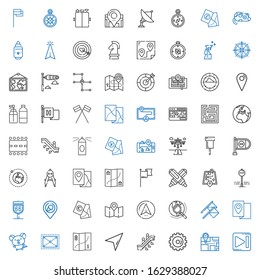 direction icons set. Collection of direction with next, map, options, escalator, cursor, expand, mouse, flags, explore, navigator, place. Editable and scalable direction icons.