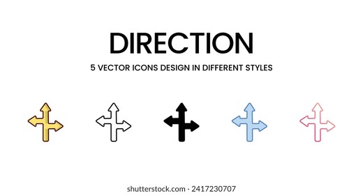 Los iconos de dirección establecen la ilustración aislada del material vectorial de fondo blanco.