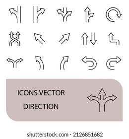Direction icons set . Direction pack symbol vector elements for infographic web