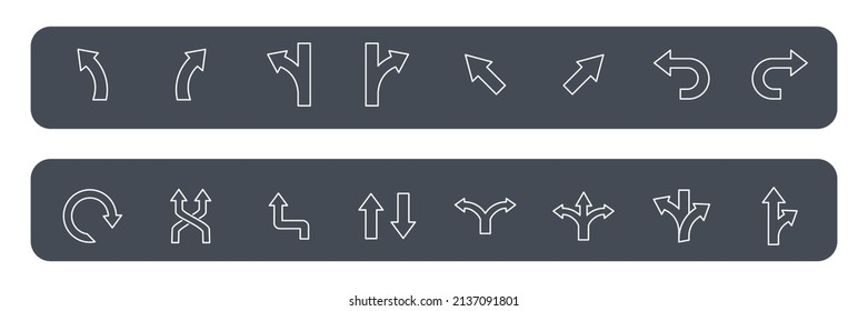 Direction icons set . Direction pack symbol vector elements for infographic web