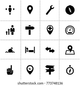 Direction icons. vector collection filled direction icons. includes symbols such as career growth, wrench, speedometer, arrow, person move. use for web, mobile and ui design.