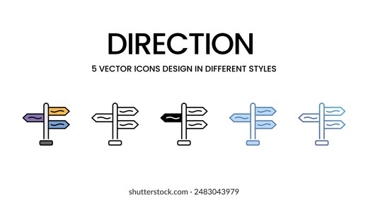 Direction icons vector set stock illustration.