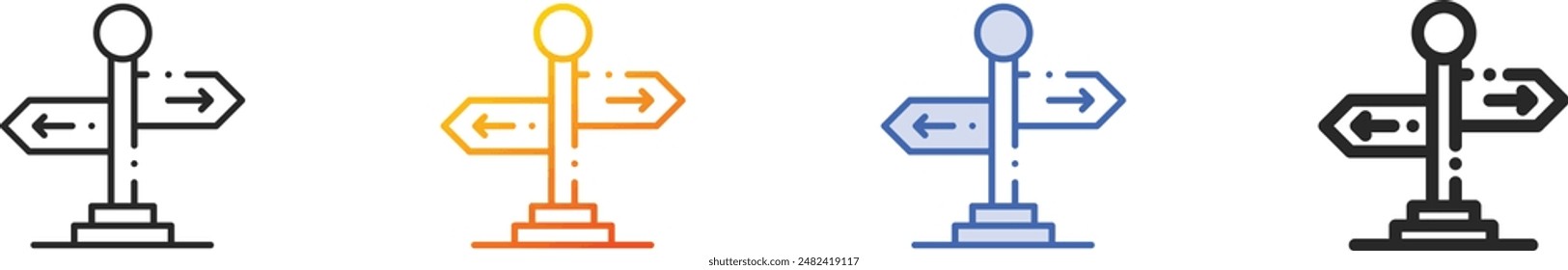 direction icon.Thin Linear, Gradient, Blue Stroke and bold Style Design Isolated On White Background
