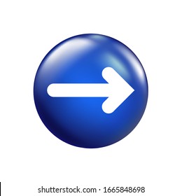 Direction indicator, arrow, white outline on blue background, isolated EPS vector illustrations .