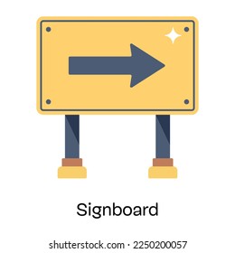 Direction indicator, flat icon of signboard 