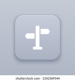 Direction indicator gray vector button with white icon on gray background, EPS 10