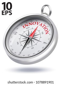 Direction to Innovation Conceptual Compass. Realistic vector 3d illustration
