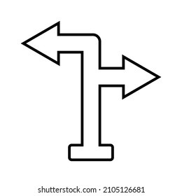 Direction, left, arrow outline icon. Line art vector.