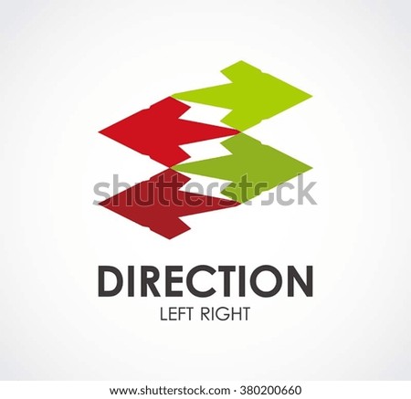 Direction left right of arrow abstract vector and logo design or template direction business icon of company identity symbol concept